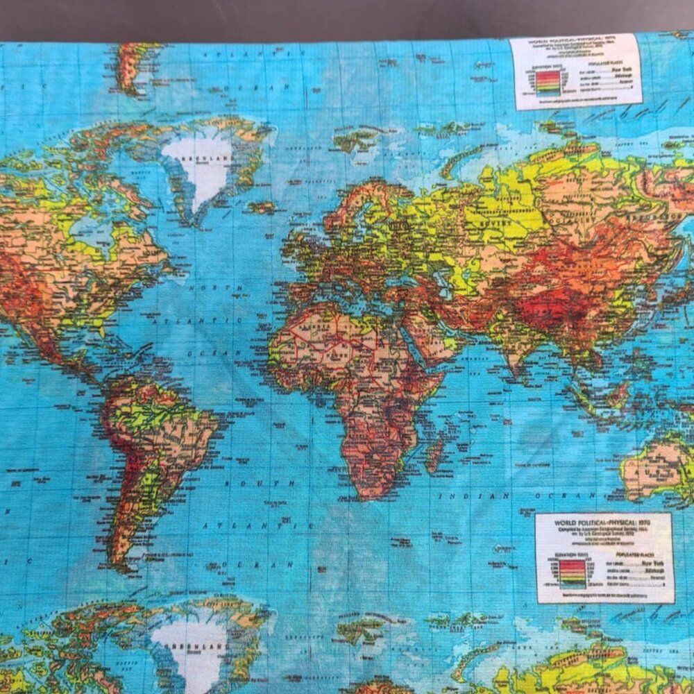 Etwoa Blue World Map Chiffon Infinity Scarf